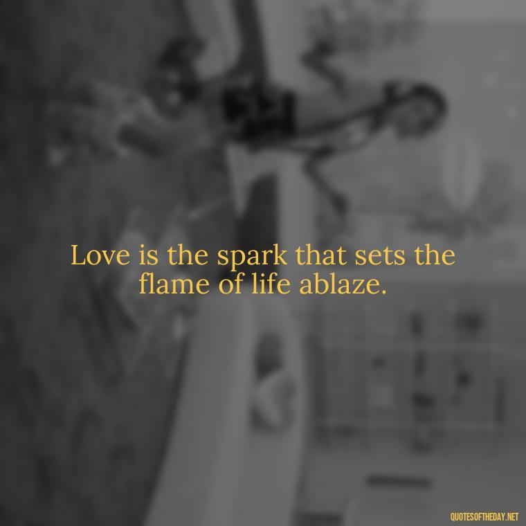 Love is the spark that sets the flame of life ablaze. - Love Relationship Tweet Quotes