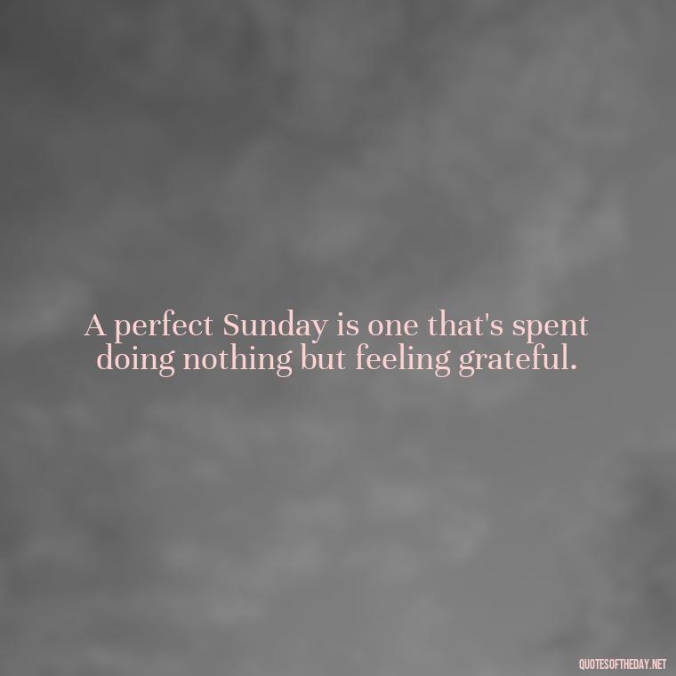 A perfect Sunday is one that's spent doing nothing but feeling grateful. - Short Sunday Quotes