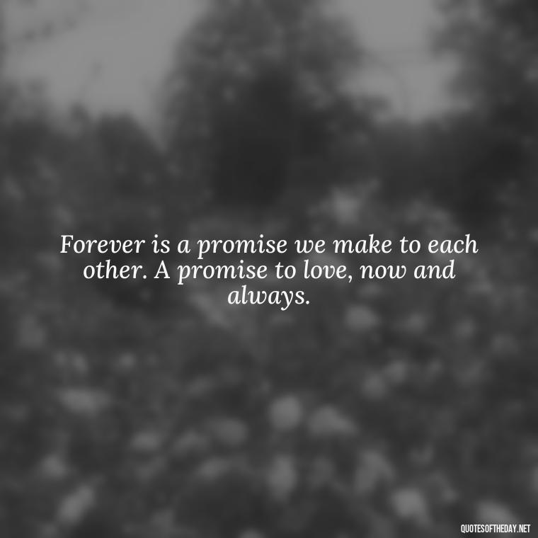 Forever is a promise we make to each other. A promise to love, now and always. - I Love You Always And Forever Quotes