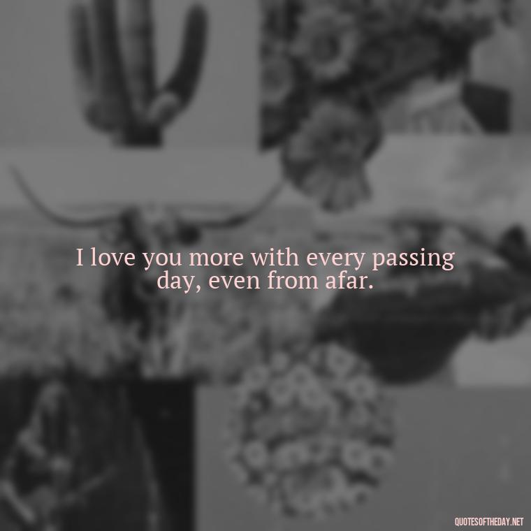 I love you more with every passing day, even from afar. - Long Distance Relationship Quotes Short