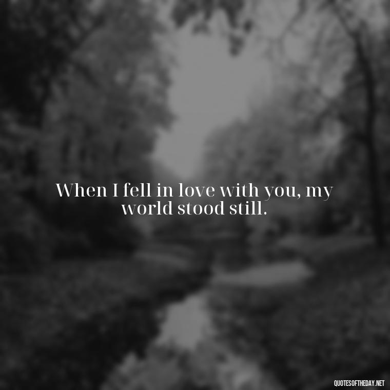 When I fell in love with you, my world stood still. - Love Quotes Country Songs