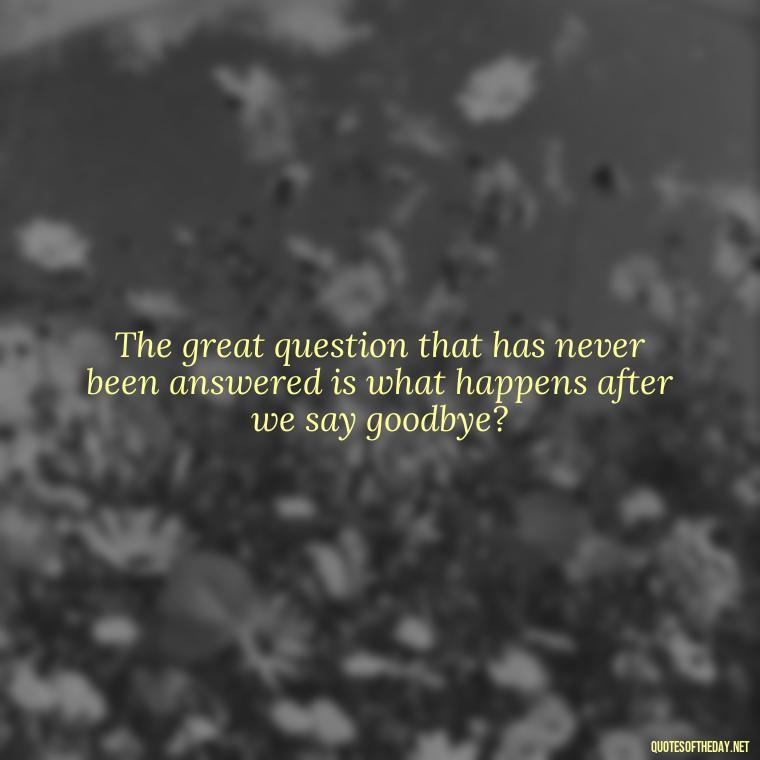 The great question that has never been answered is what happens after we say goodbye? - Quotes Of Albert Einstein About Love