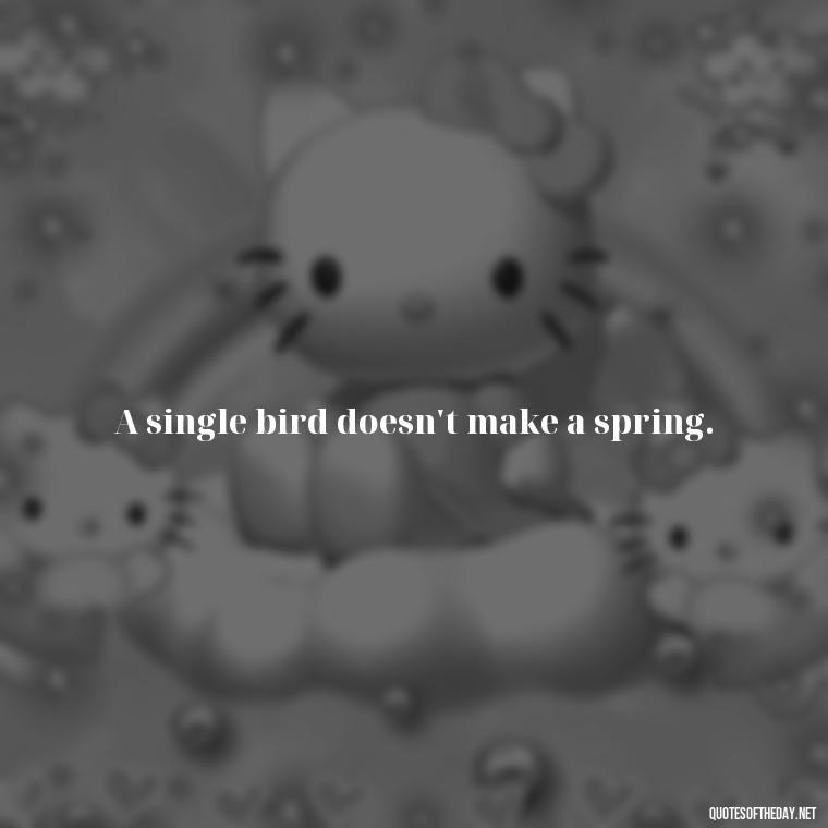 A single bird doesn't make a spring. - Japanese Quotes Short