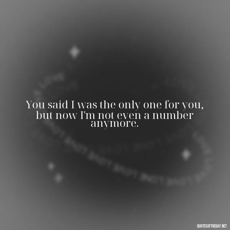 You said I was the only one for you, but now I'm not even a number anymore. - I Thought You Loved Me Quotes