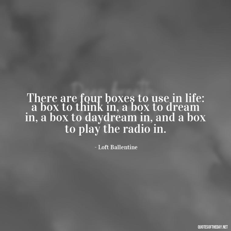 There are four boxes to use in life: a box to think in, a box to dream in, a box to daydream in, and a box to play the radio in. - Mathematics Short Quotes