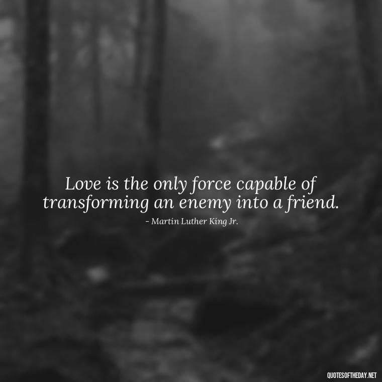 Love is the only force capable of transforming an enemy into a friend. - Marcus Aurelius Love Quotes