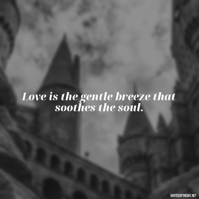 Love is the gentle breeze that soothes the soul. - Love Intimacy Quotes