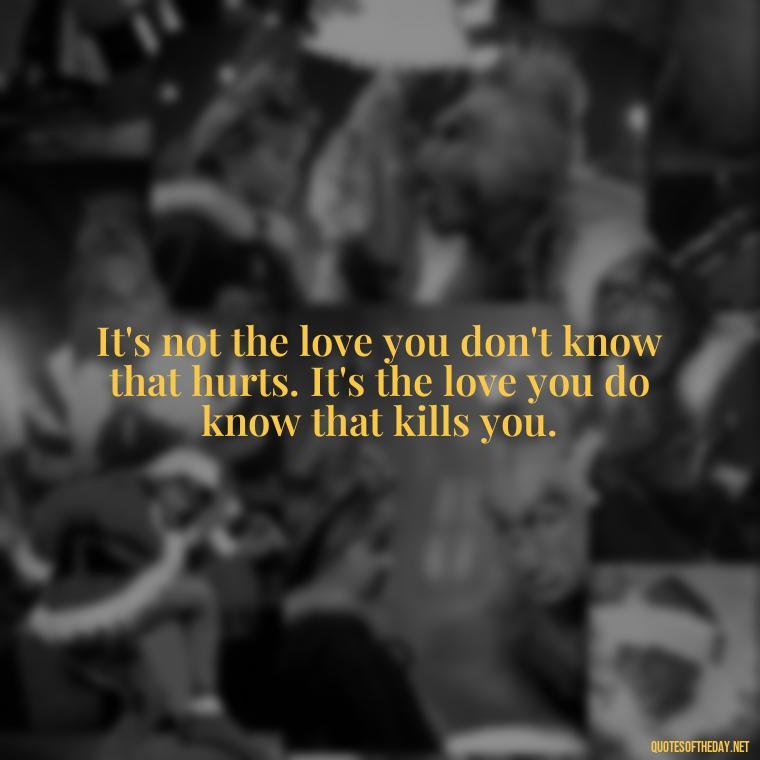 It's not the love you don't know that hurts. It's the love you do know that kills you. - Kafka Quotes About Love