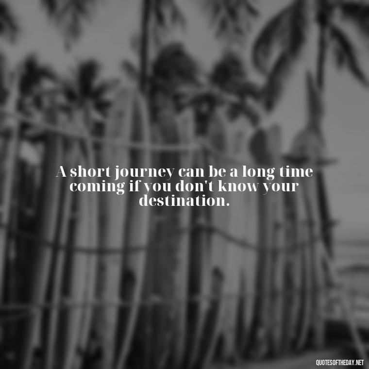 A short journey can be a long time coming if you don't know your destination. - Short Journey Quotes