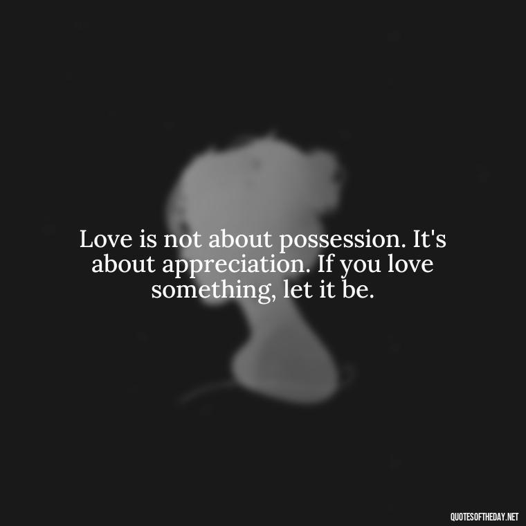 Love is not about possession. It's about appreciation. If you love something, let it be. - If U Love Something Set It Free Quote