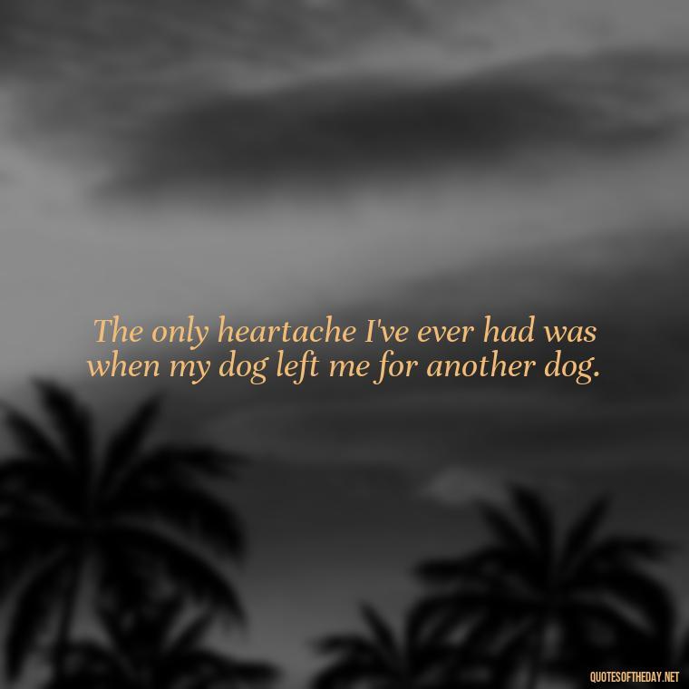 The only heartache I've ever had was when my dog left me for another dog. - Quotes About Pets Unconditional Love