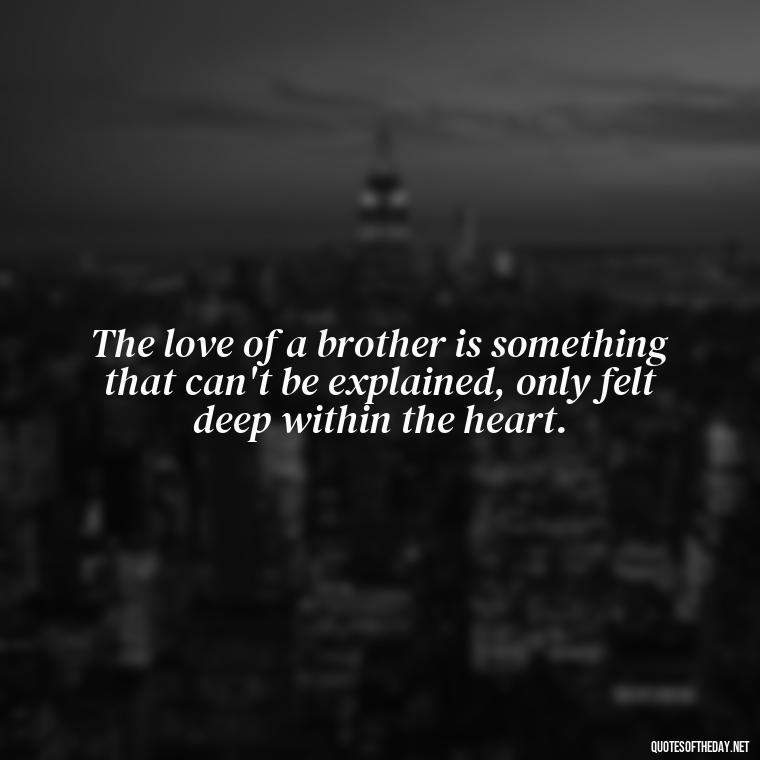 The love of a brother is something that can't be explained, only felt deep within the heart. - Quotes About Brothers Love