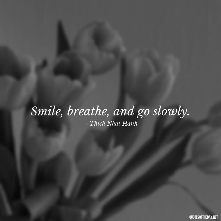 Smile, breathe, and go slowly. - Happy Cute Short Quotes