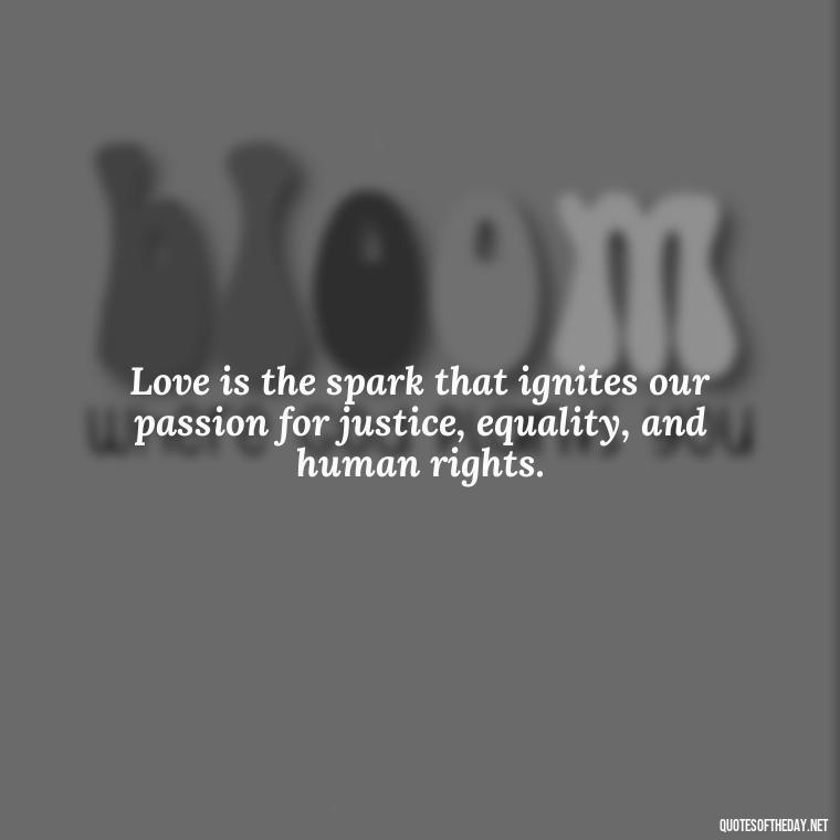 Love is the spark that ignites our passion for justice, equality, and human rights. - Martin Luther King Jr Quotes Love