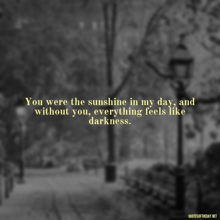 You were the sunshine in my day, and without you, everything feels like darkness. - Love Quotes For Him Sad