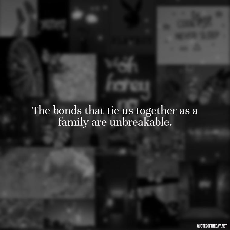 The bonds that tie us together as a family are unbreakable. - I Love You Family Quotes