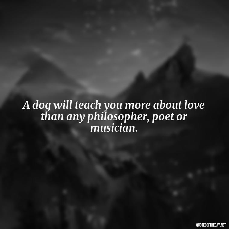 A dog will teach you more about love than any philosopher, poet or musician. - Love For My Dog Quotes