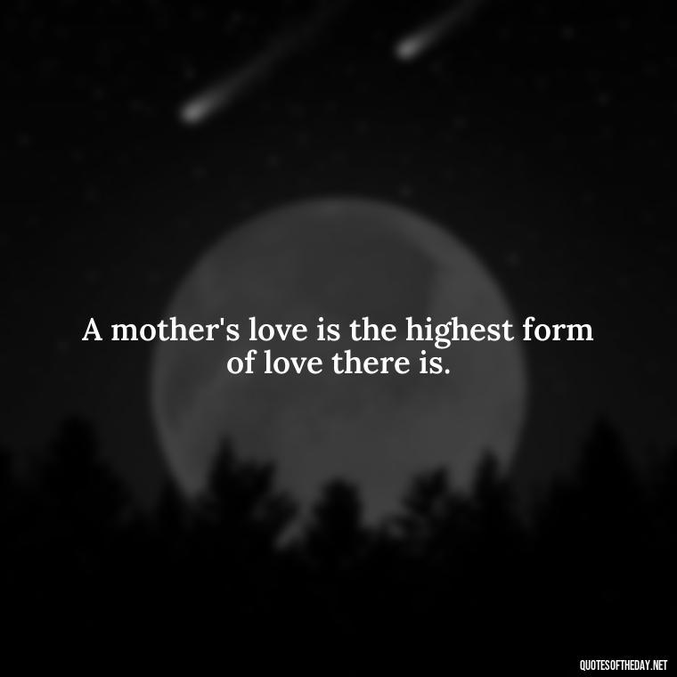 A mother's love is the highest form of love there is. - Love Being A Mother Quotes