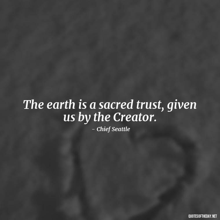 The earth is a sacred trust, given us by the Creator. - Native American Quotes Short