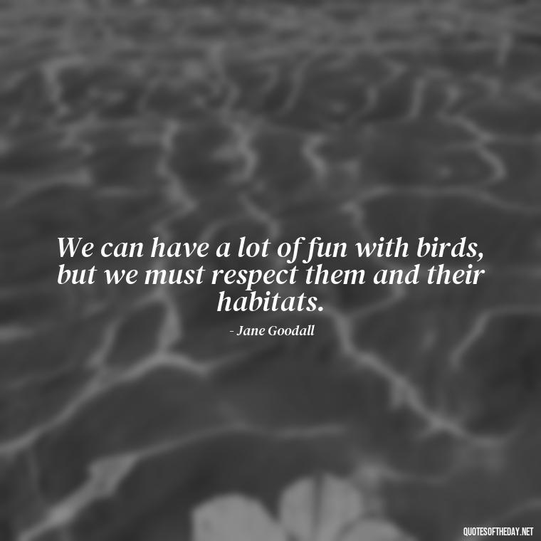 We can have a lot of fun with birds, but we must respect them and their habitats. - Short Quotes On Birds