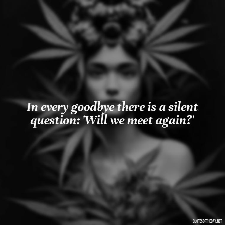 In every goodbye there is a silent question: 'Will we meet again?' - Inspirational Quotes For Someone Who Lost A Loved One