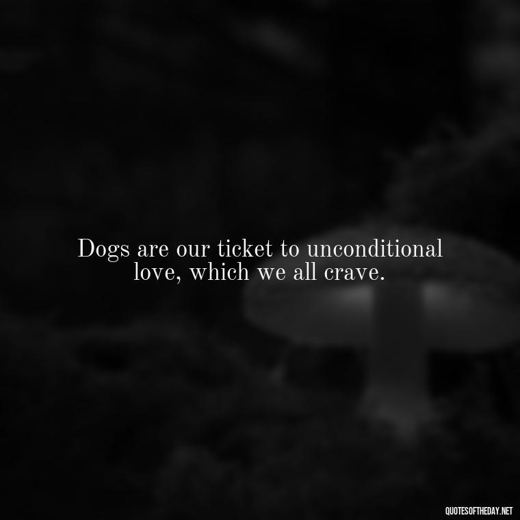 Dogs are our ticket to unconditional love, which we all crave. - Love Your Dog Quotes