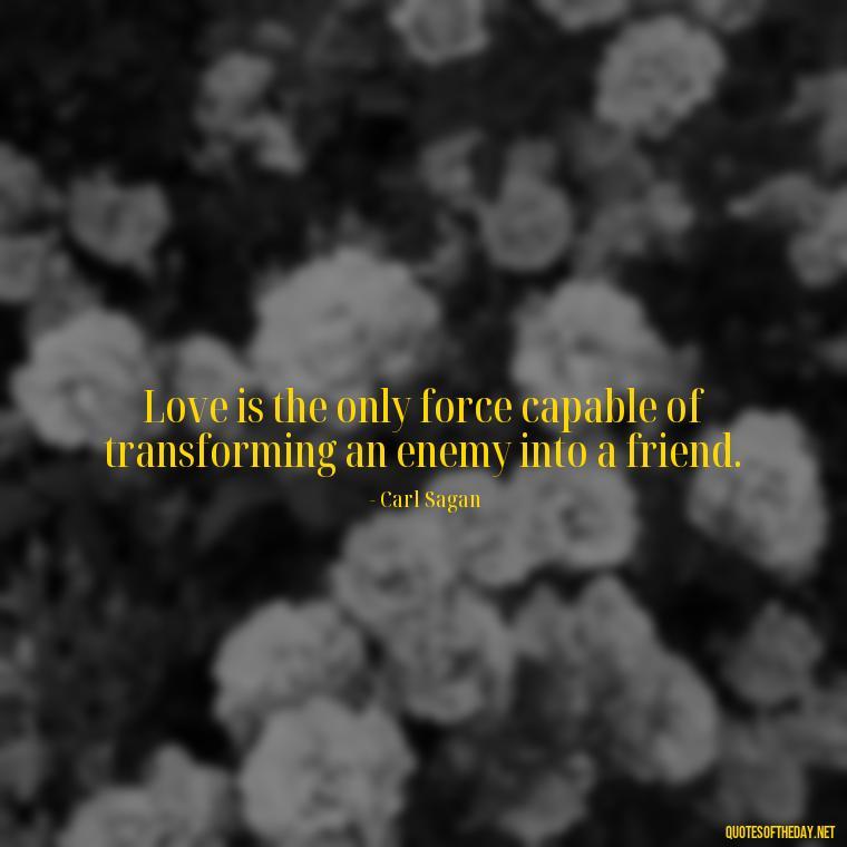 Love is the only force capable of transforming an enemy into a friend. - Carl Sagan Quotes About Love