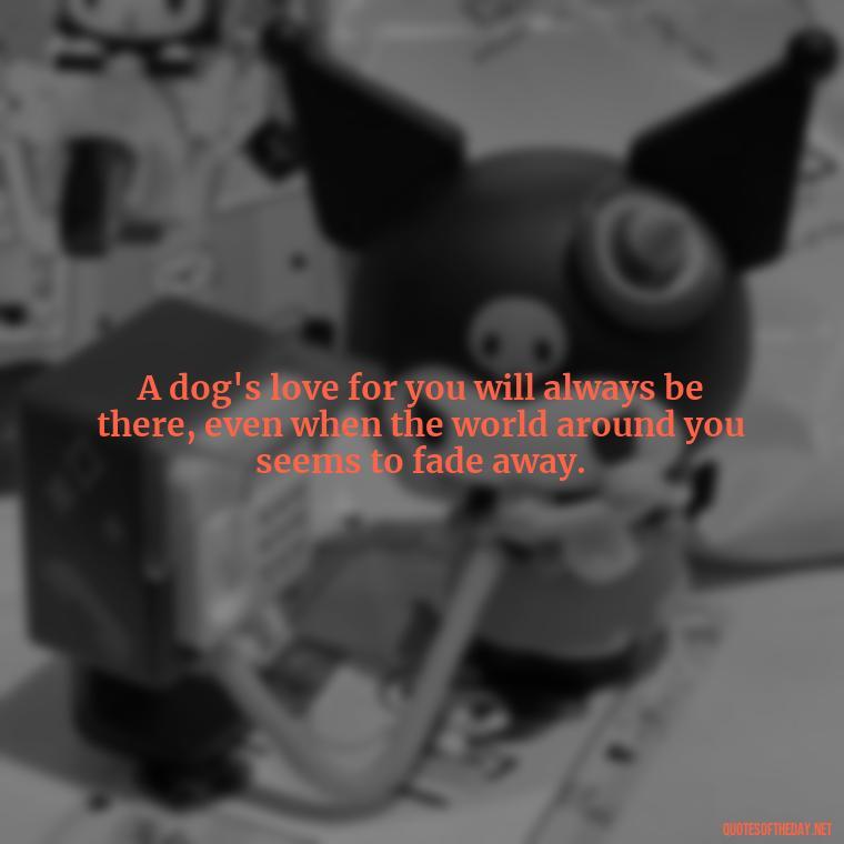 A dog's love for you will always be there, even when the world around you seems to fade away. - Dogs Love Unconditionally Quotes