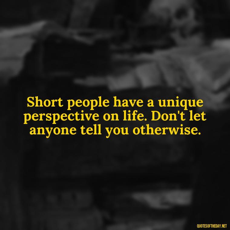 Short people have a unique perspective on life. Don't let anyone tell you otherwise. - Mean Short Quotes