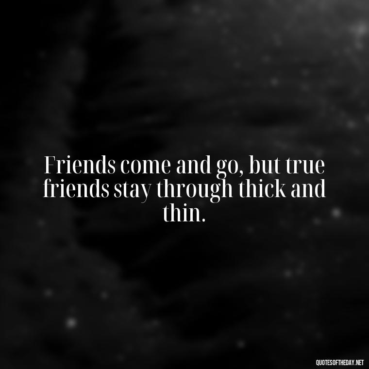 Friends come and go, but true friends stay through thick and thin. - Short Fake Friends Quotes