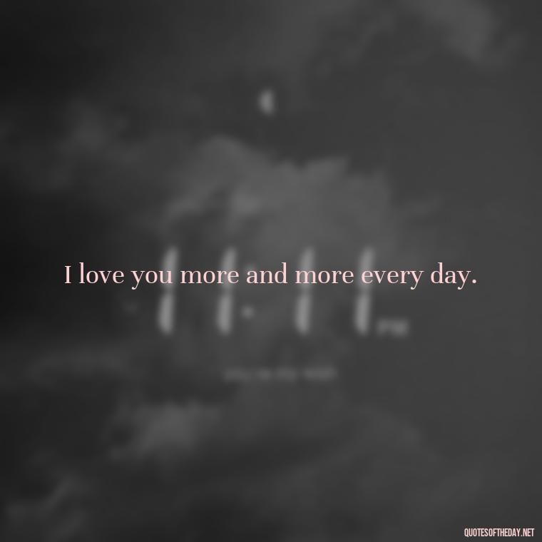 I love you more and more every day. - Quotes About A Woman In Love With A Man