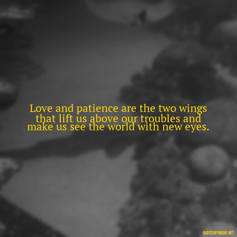 Love and patience are the two wings that lift us above our troubles and make us see the world with new eyes. - Patience Quotes About Love