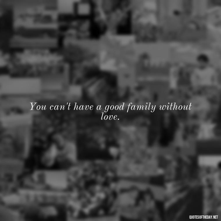 You can't have a good family without love. - Quotes About Love Of Family And Friends