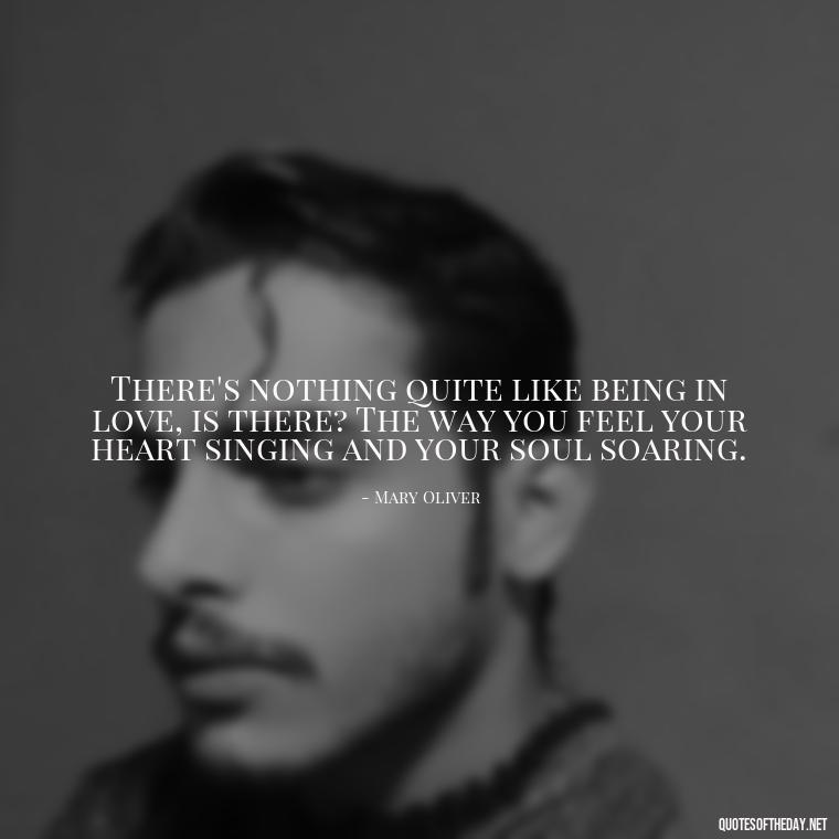 There's nothing quite like being in love, is there? The way you feel your heart singing and your soul soaring. - Mary Oliver Love Quotes