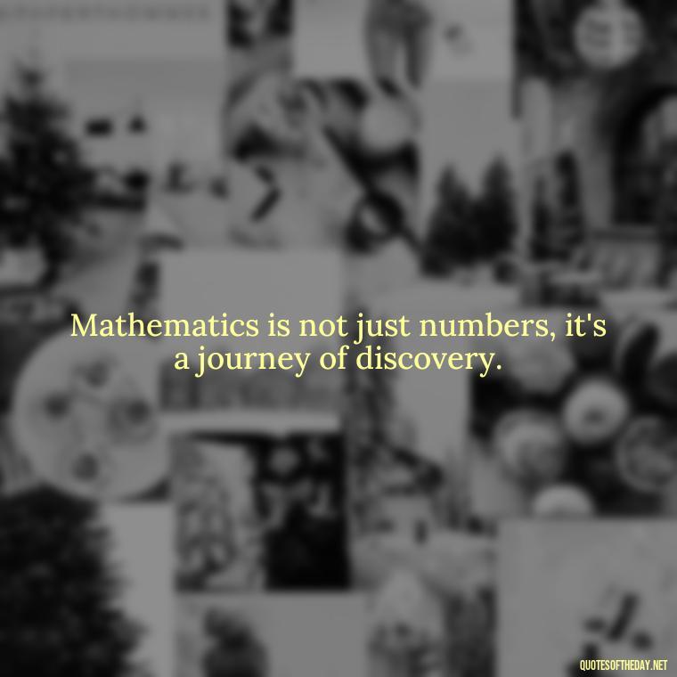 Mathematics is not just numbers, it's a journey of discovery. - Mathematics Short Quotes