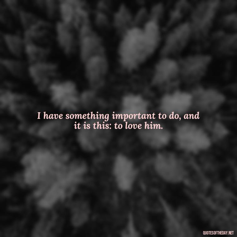 I have something important to do, and it is this: to love him. - Lotr Love Quotes