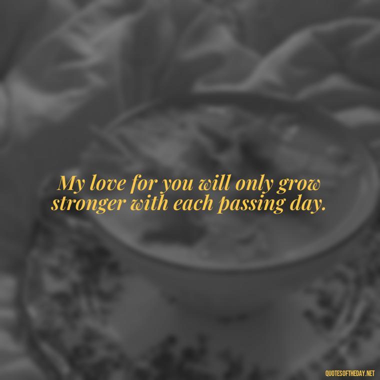 My love for you will only grow stronger with each passing day. - Quotes For Leaving Someone You Love