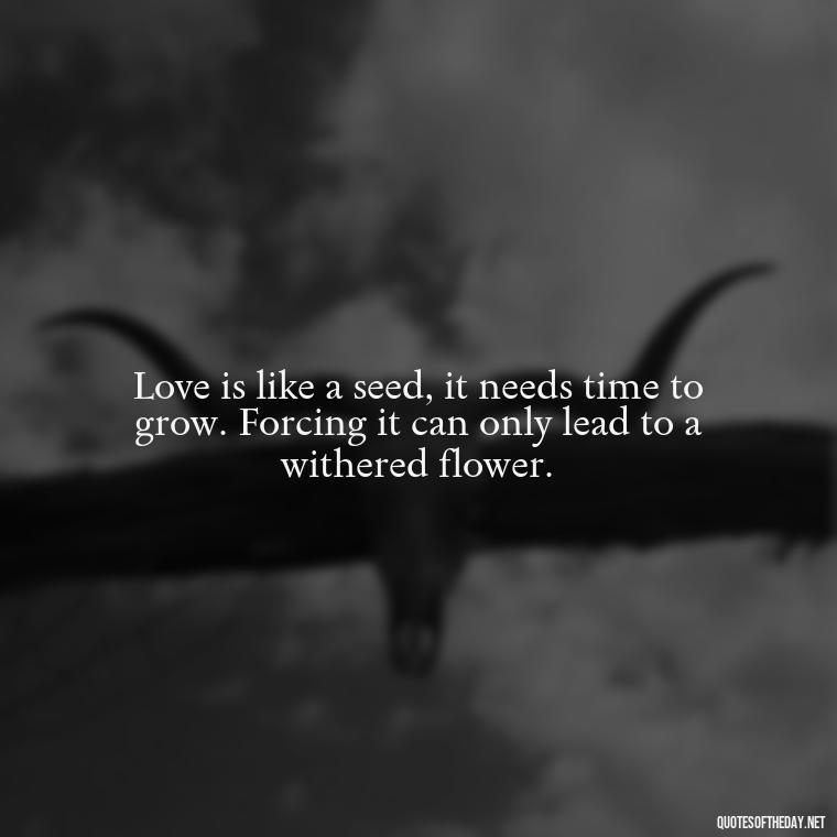 Love is like a seed, it needs time to grow. Forcing it can only lead to a withered flower. - Dont Force Love Quotes