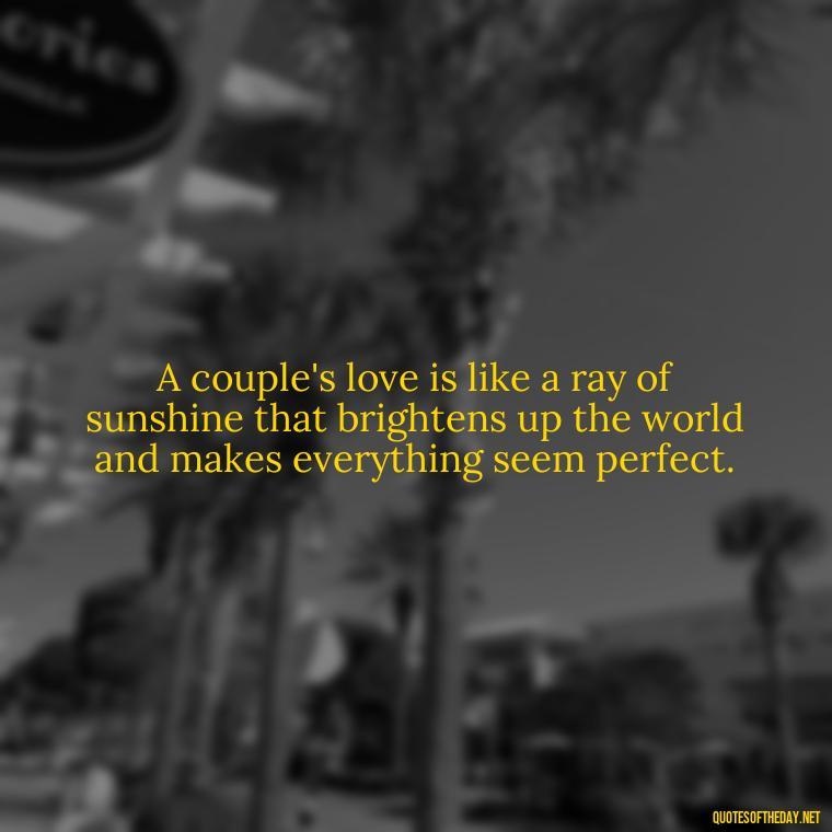 A couple's love is like a ray of sunshine that brightens up the world and makes everything seem perfect. - Love Quotes For A Couple