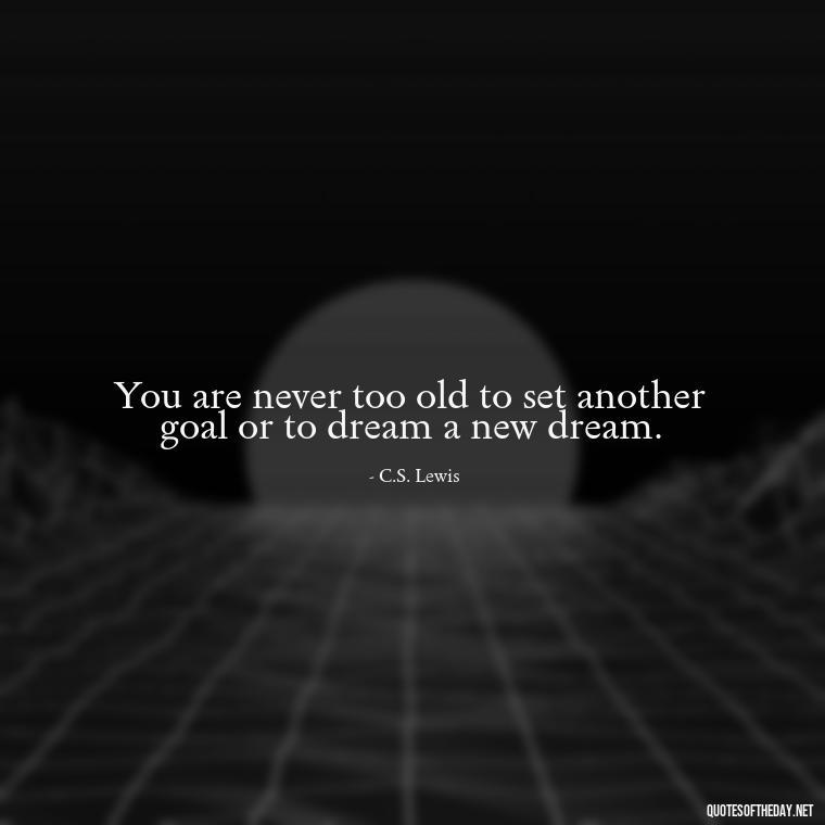 You are never too old to set another goal or to dream a new dream. - Mysterious Love Quotes