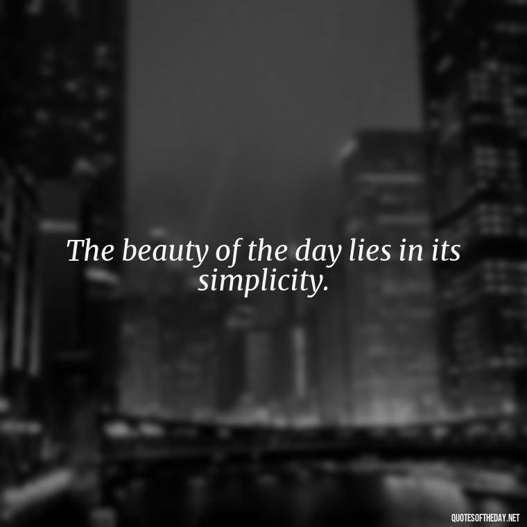 The beauty of the day lies in its simplicity. - Short Quotes For Today