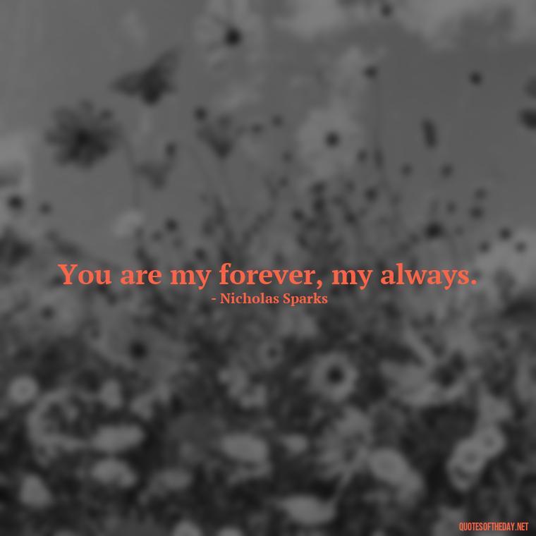 You are my forever, my always. - Love Quotes From Nicholas Sparks