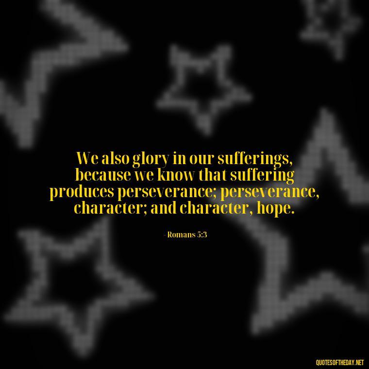 We also glory in our sufferings, because we know that suffering produces perseverance; perseverance, character; and character, hope. - Bible Quotes About Patience And Love