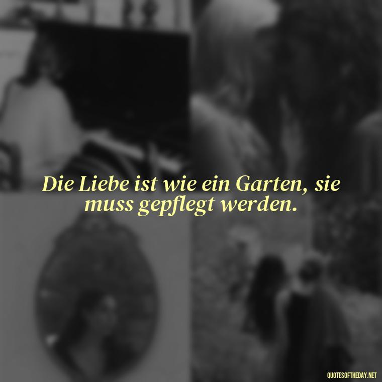 Die Liebe ist wie ein Garten, sie muss gepflegt werden. - German Quotes On Love