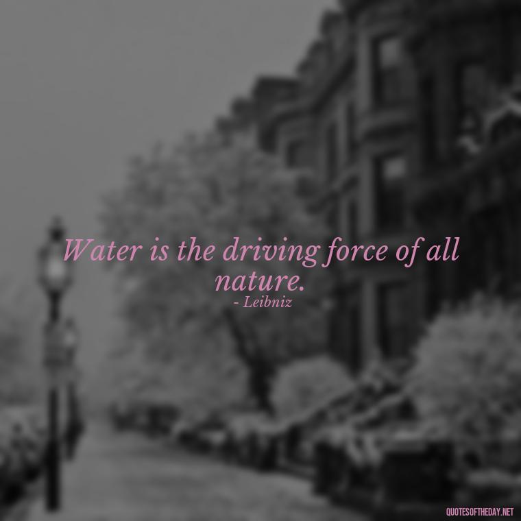 Water is the driving force of all nature. - Quotes About Love And Water