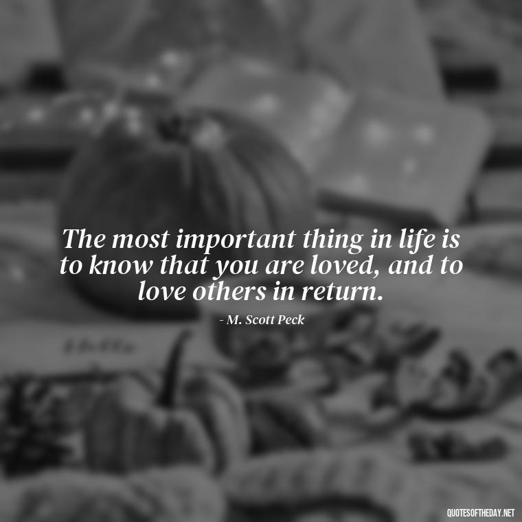 The most important thing in life is to know that you are loved, and to love others in return. - Know That You Are Loved Quotes