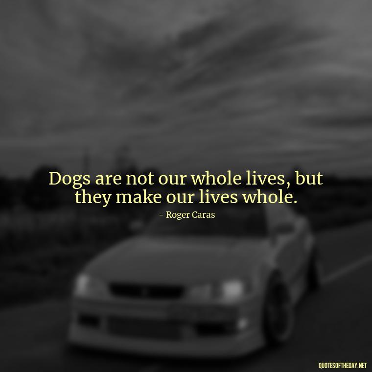 Dogs are not our whole lives, but they make our lives whole. - A Dogs Love Quote