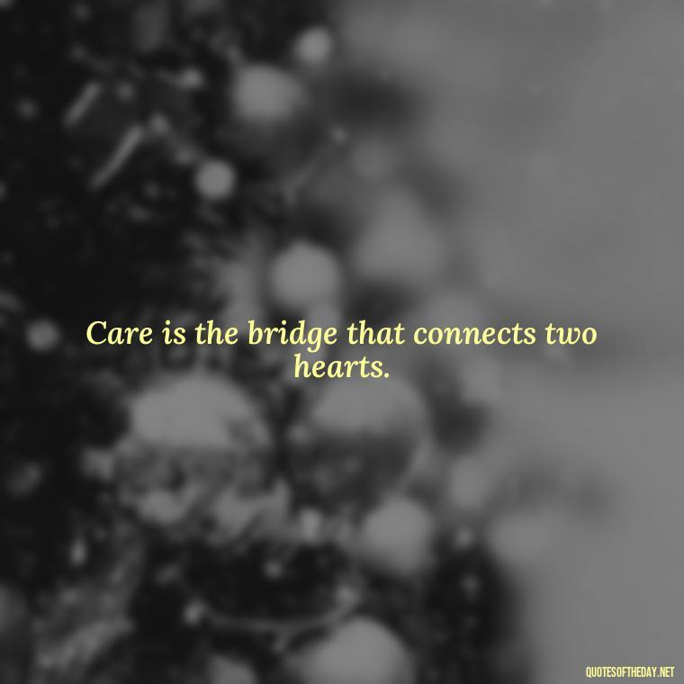 Care is the bridge that connects two hearts. - Love Quotes Care