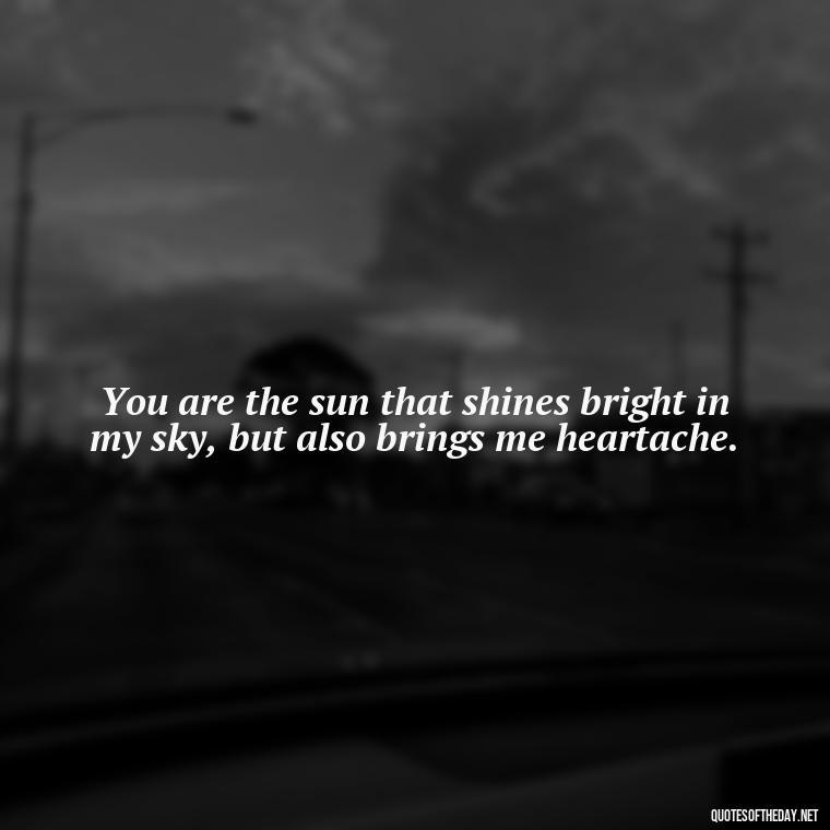 You are the sun that shines bright in my sky, but also brings me heartache. - I Hate That I Love You Quotes