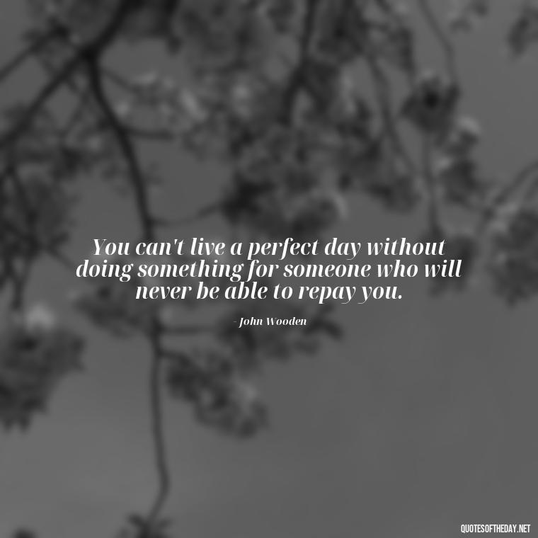 You can't live a perfect day without doing something for someone who will never be able to repay you. - Quotes About Love And Compassion